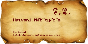 Hatvani Mátyás névjegykártya
