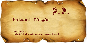 Hatvani Mátyás névjegykártya